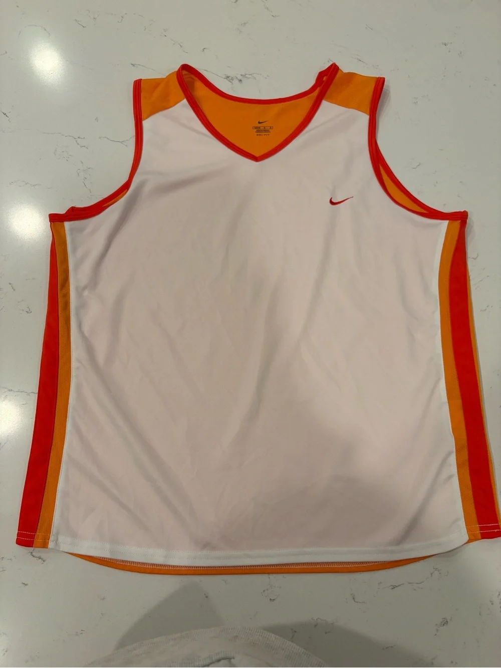 Nike Women’s  White Tank with Orange and Red Trim- Size L