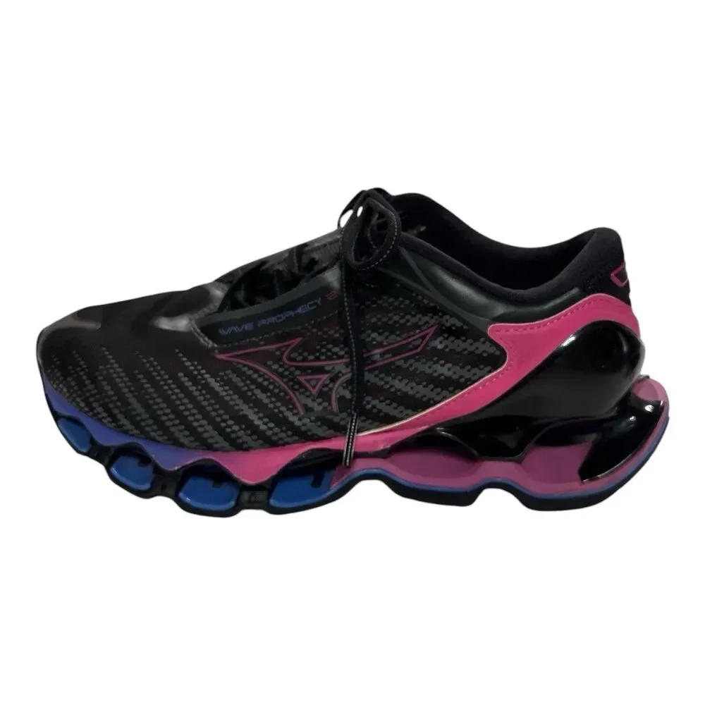 Mizuno Wave Prophecy 12 Womens Running Shoes Black Pink Blue J1GD230024 Size 8.5