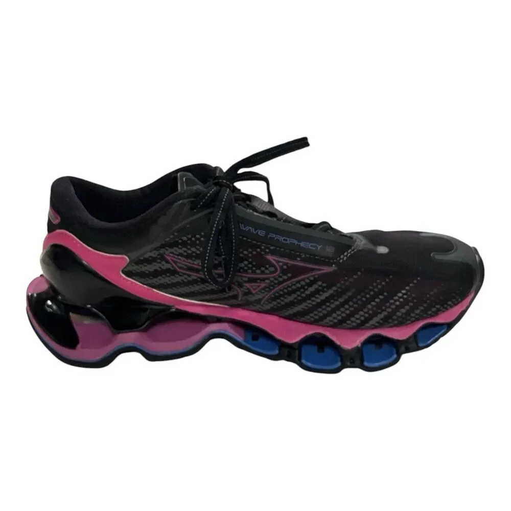 Mizuno Wave Prophecy 12 Womens Running Shoes Black Pink Blue J1GD230024 Size 8.5