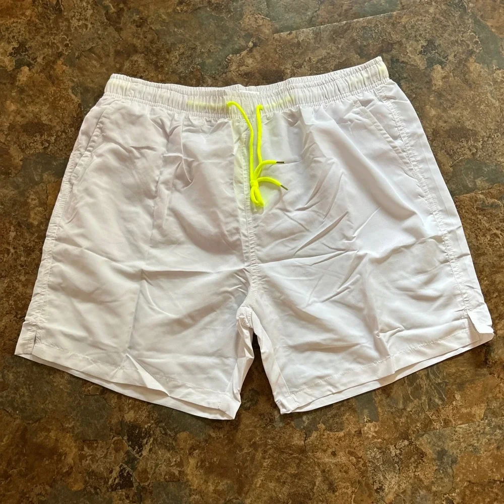 Swim Trunks Mens Size XL White Swimsuit Swimwear Shorts