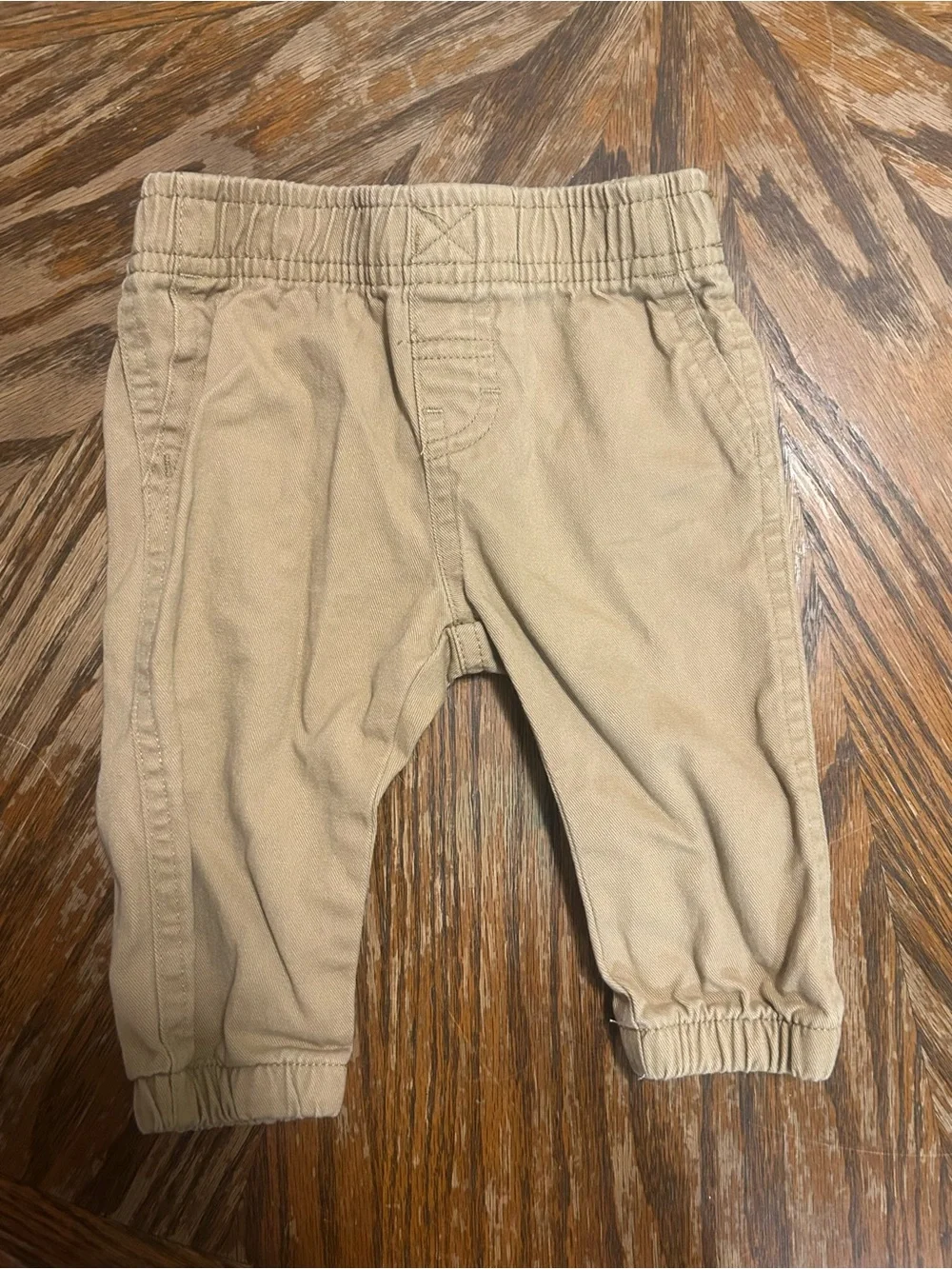 Wrangler Baby Boys Khaki Jogger Pants Size 6M Elastic Waist Tan Pull-On