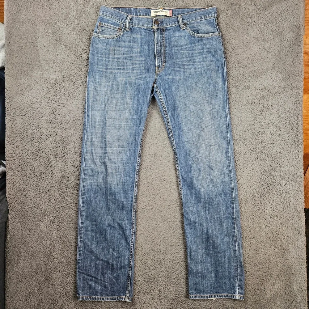 Levis 505 Mens Straight Fit Jeans 36x36 Medium Wash Blue Denim Cotton‎