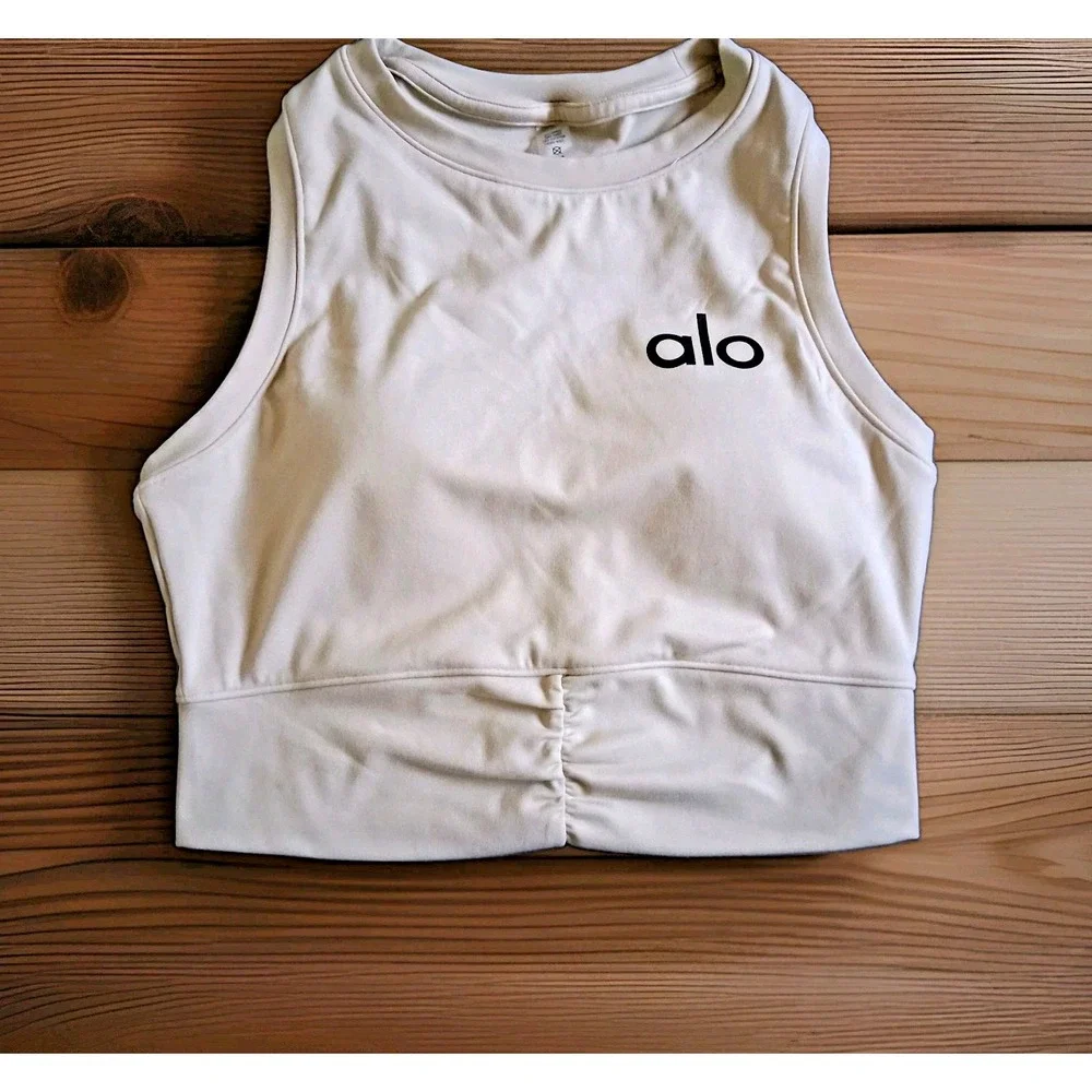 Alo Yoga Aspire Tank Racerback Bra Beige White Size Large