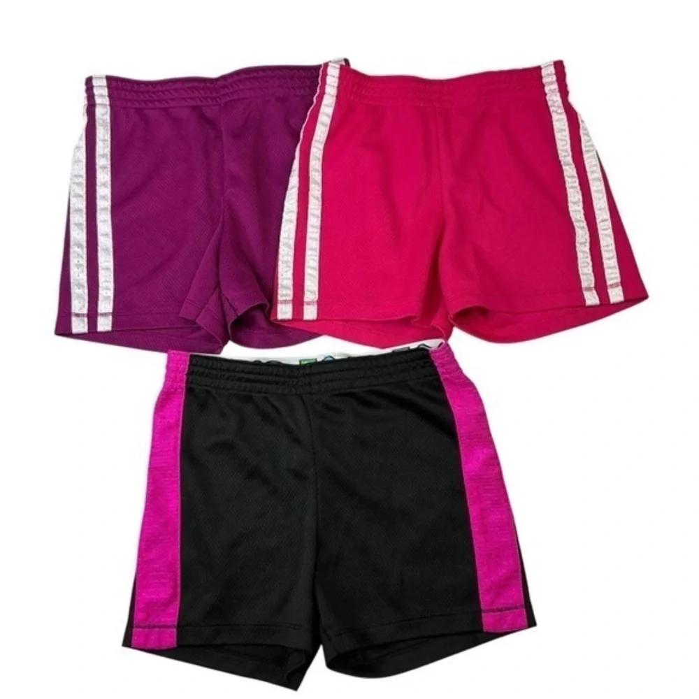 Faded Glory Girls Mesh Shorts Set Bundle Lot of‎ 3  Purple Pink and Black Size S