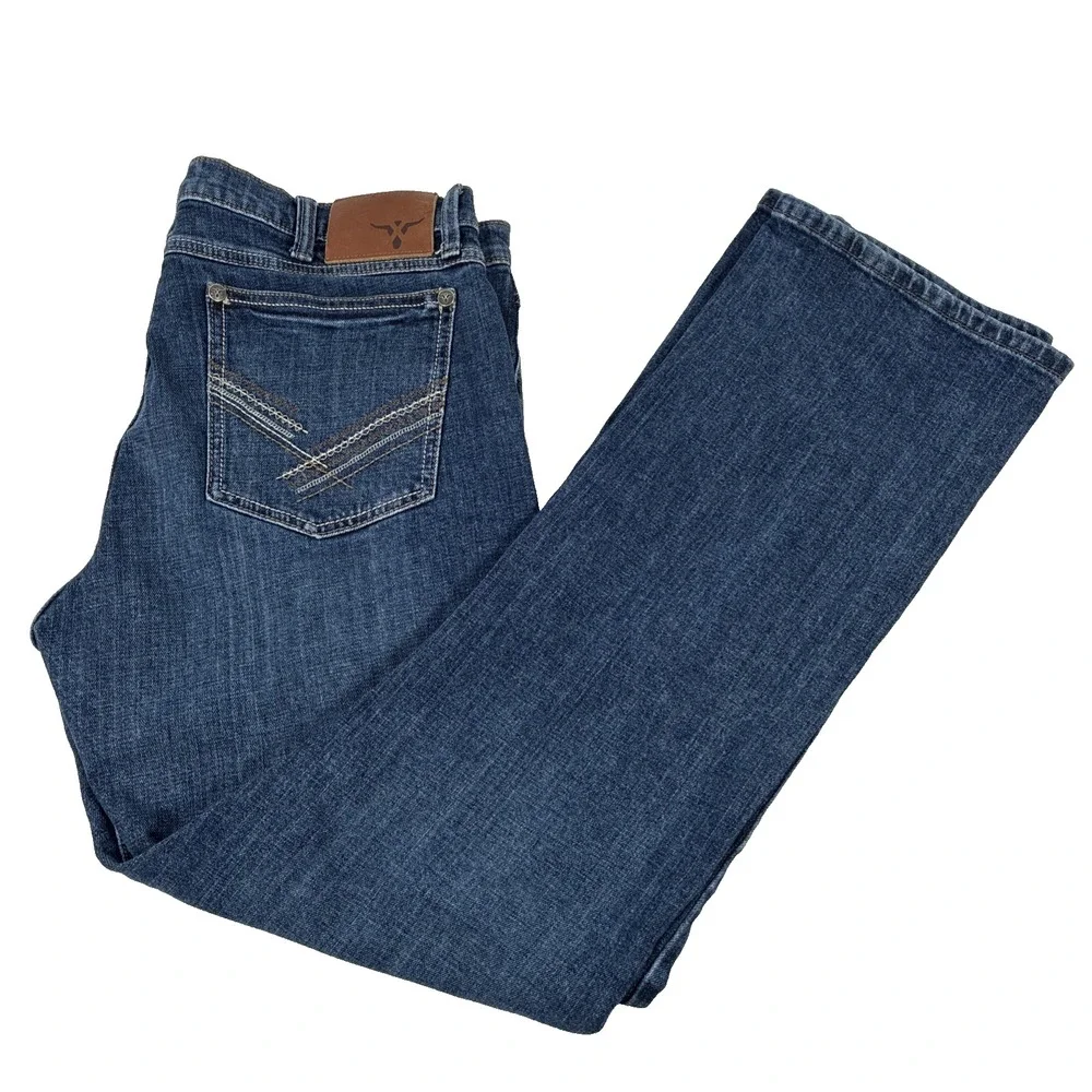 Mens Wrangler 20X Western Bootcut Denim Jeans Size 34x32 Blue