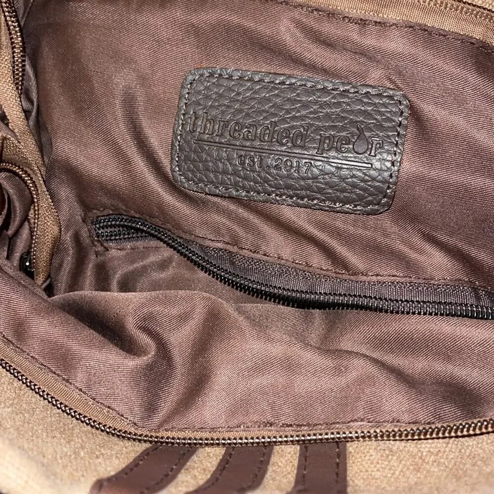 THREADED PEAR brown crossbody canvas bag UNISEX