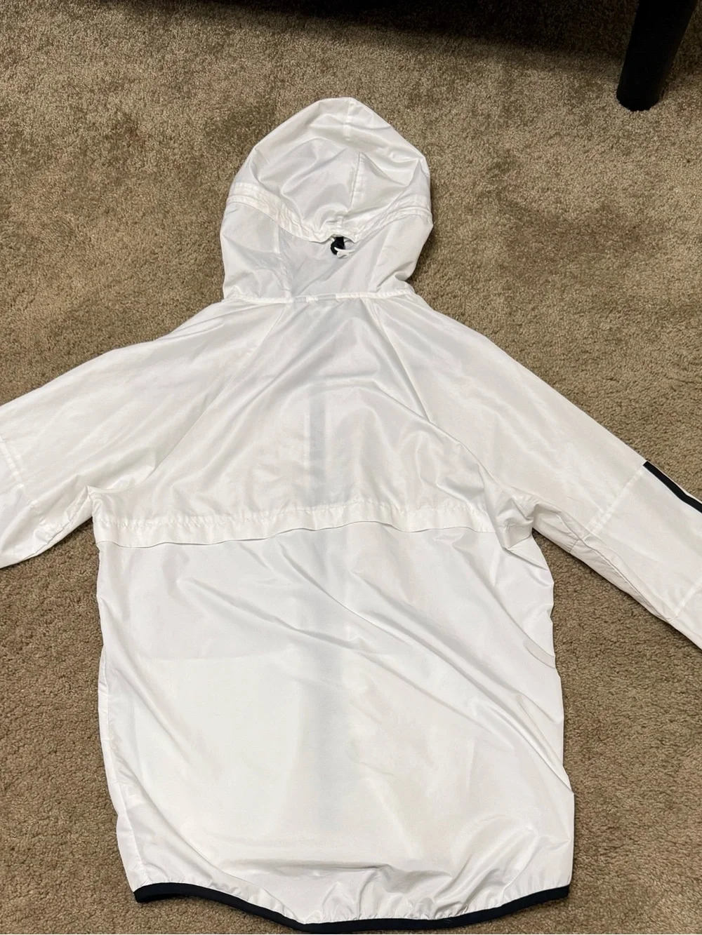 Men's Adidas White Hooded Windbreaker Jacket with Black Trim