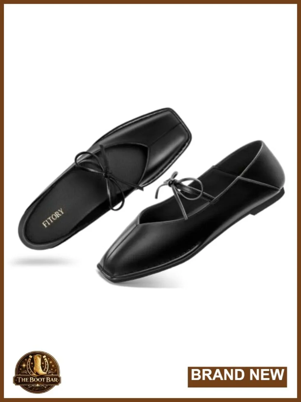 FITORY Women's Square Toe Mary Jane Ballet Flats with Elastic Strap