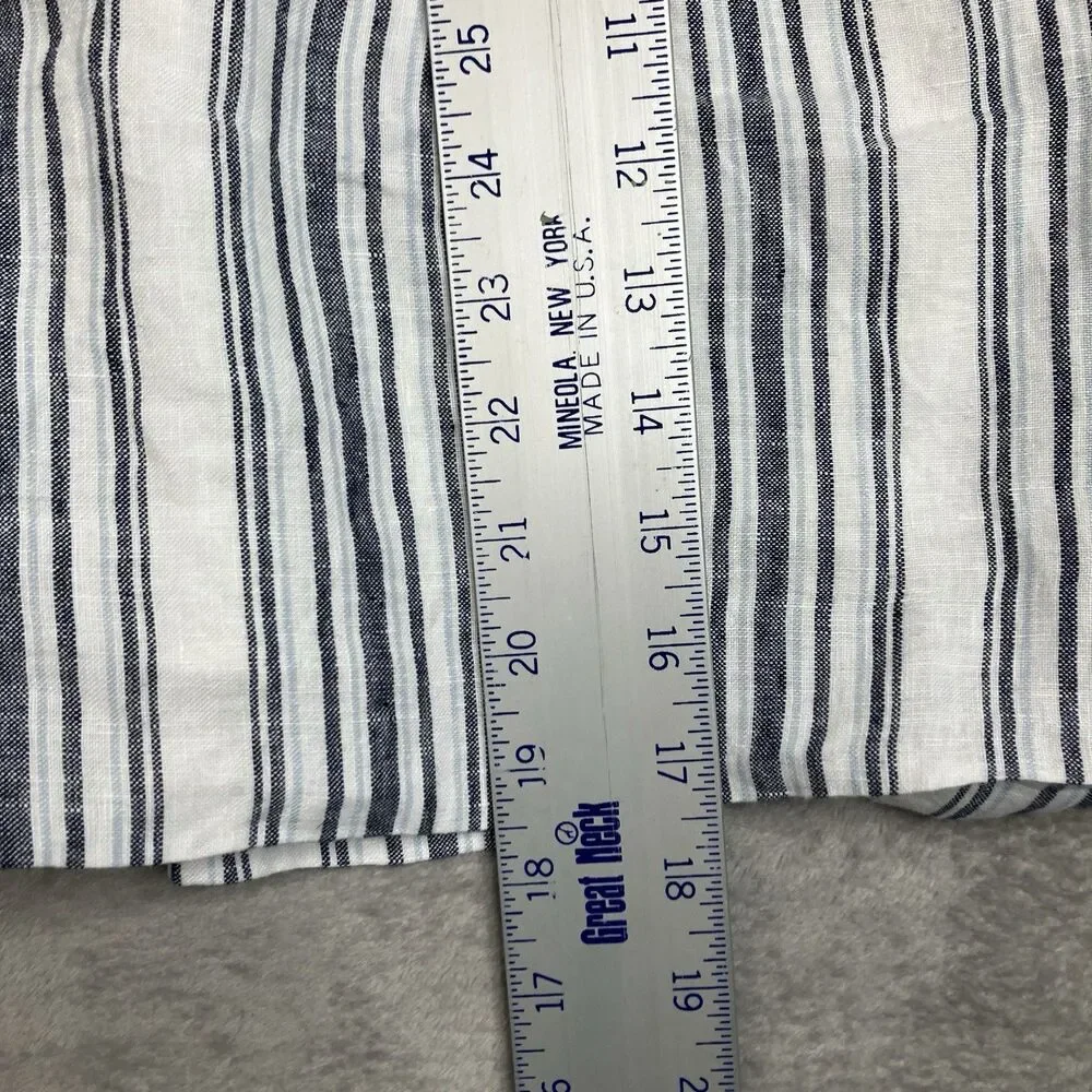 Madewell Linen Mini Skirt Coastal White Blue Striped Single Pleat Preppy WMNS 12
