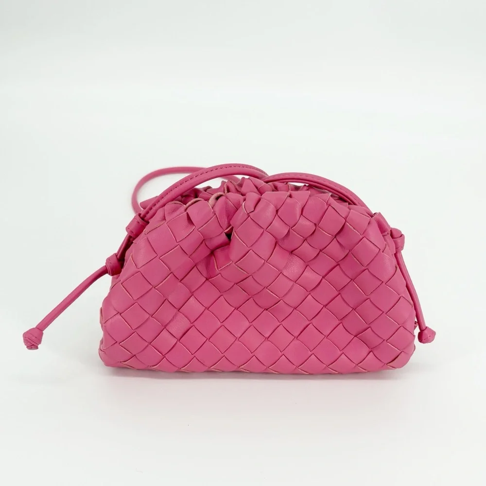 Bottega Veneta The Pouch Mini Intrecciato Leather Crossbody Clutch Pink