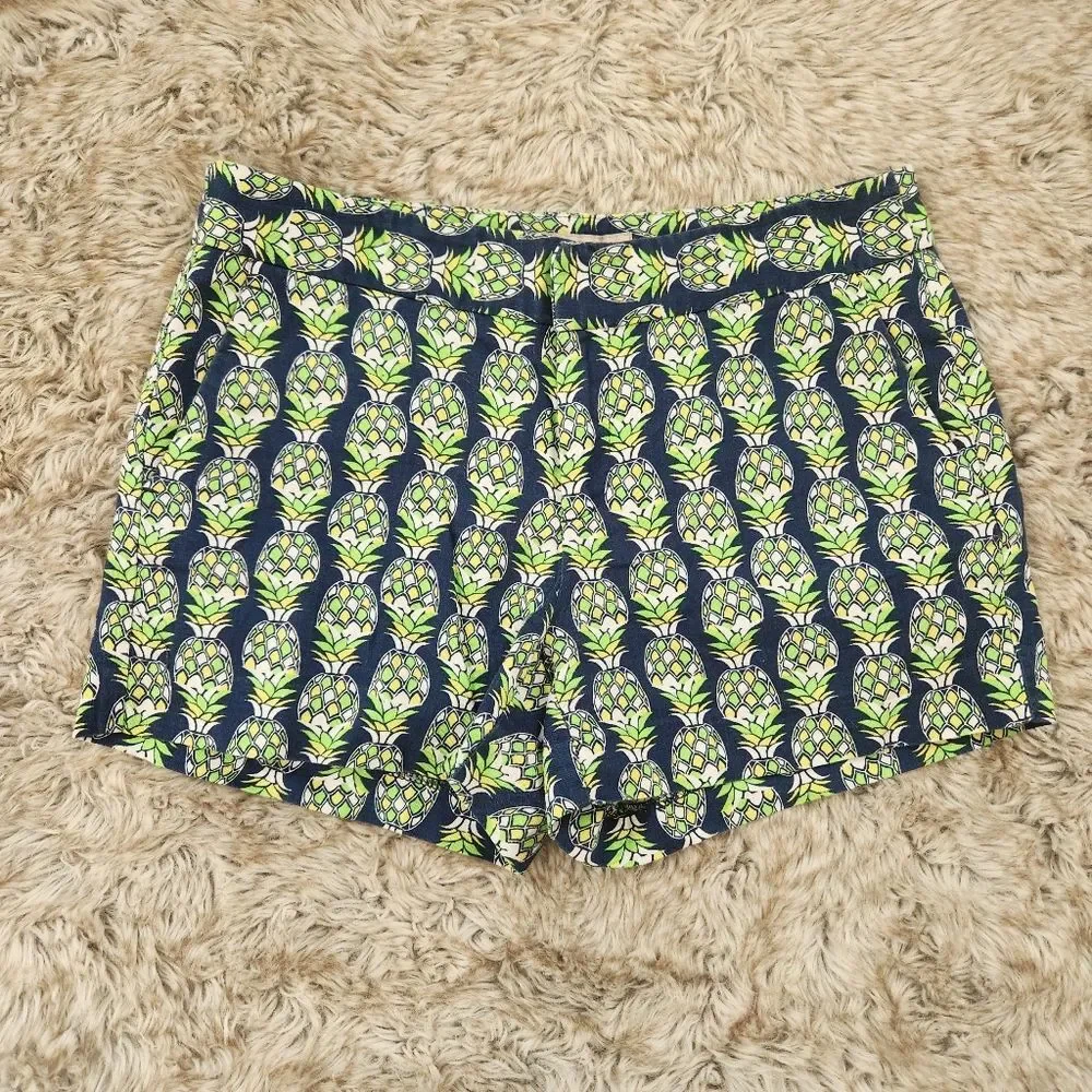 Banana Republic Pineapple Print Shorts Lime Green‎ and Blue Women's Size 4