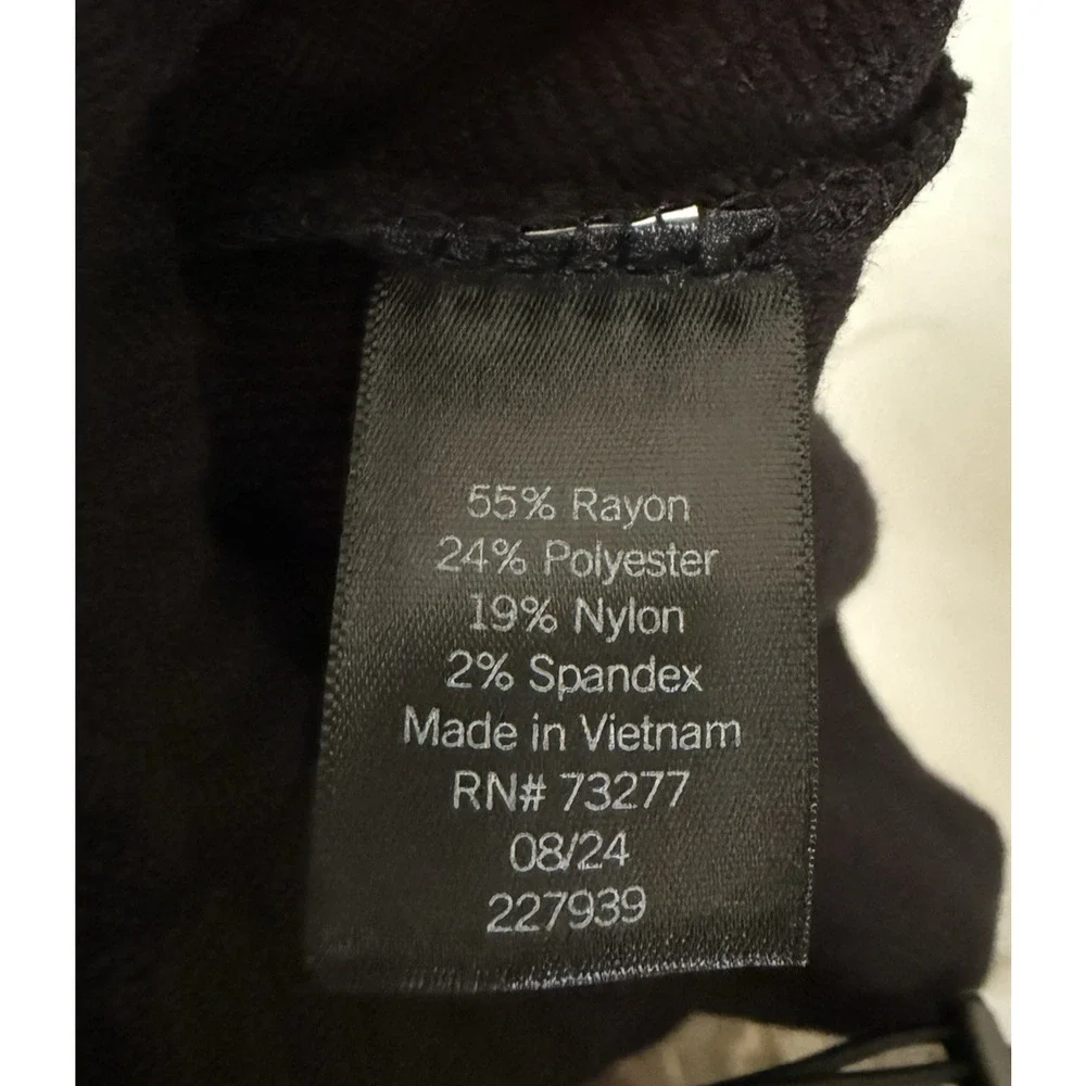 Simply Vera Pullover Stretchy Ribbed Sweater 3/4 Sleeve Black Warm Cozy Cabin XL