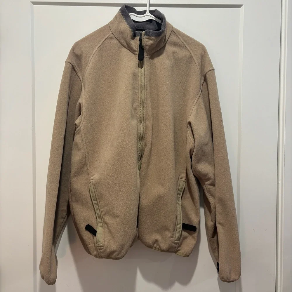 Nike ACG Vintage Thermal Layer 2 Fleece Jacket Tan Full Zip Men Large Therma-FIT