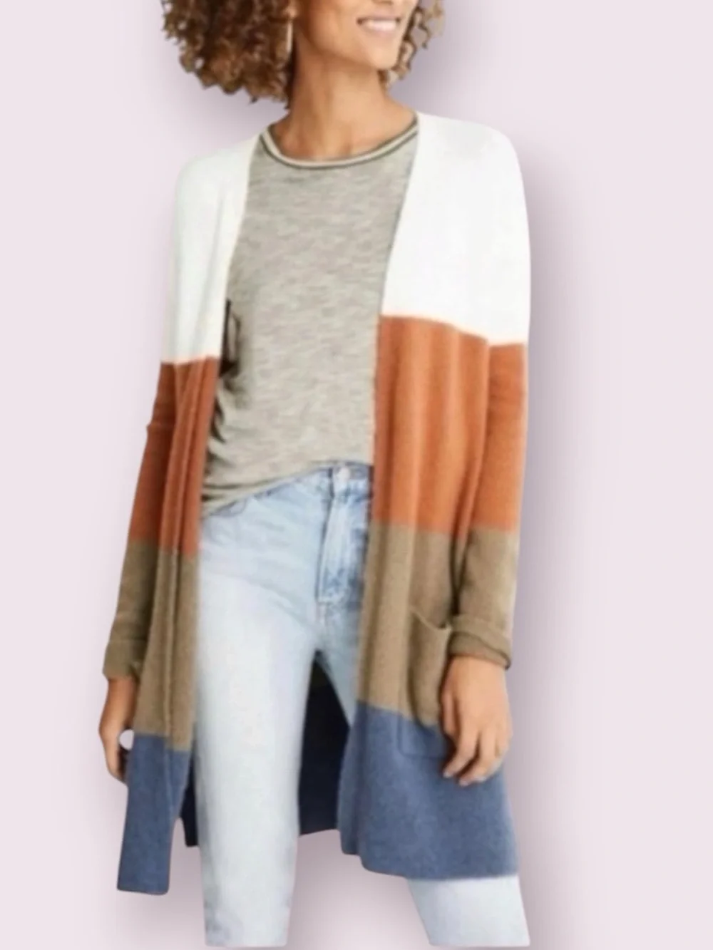 Madewell Kent Stripe Cardigan Sweater Longline Open Front Color Block Size Small