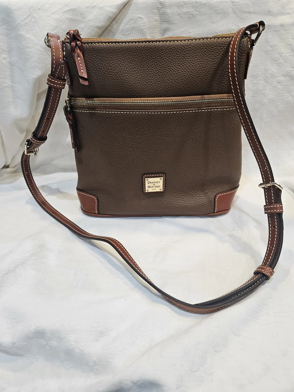 Dooney & Bourke Brown Pebble Leather Crossbody Bag