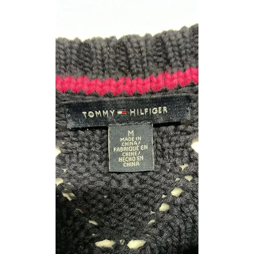Women's Tommy Hilfiger‎ Navy Blue Chunky Preppy Pullover Sweater Size Medium (M)