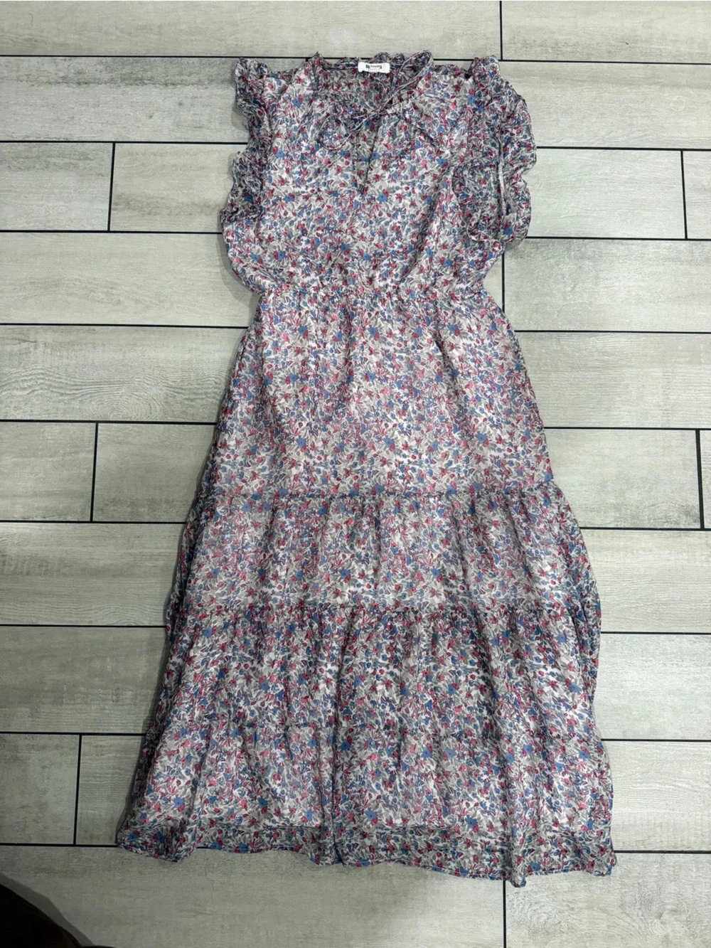 Steve Madden Floral Maxi Skirt in Blue and Pink
