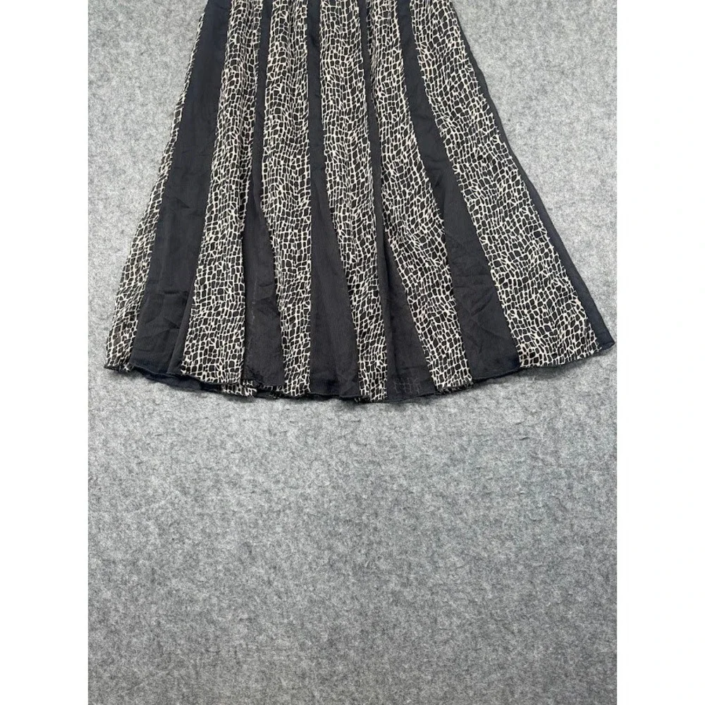 JM Collection Petite 8P Black Tan Animal Print A-Line Chiffon Lined Skirt 25in L