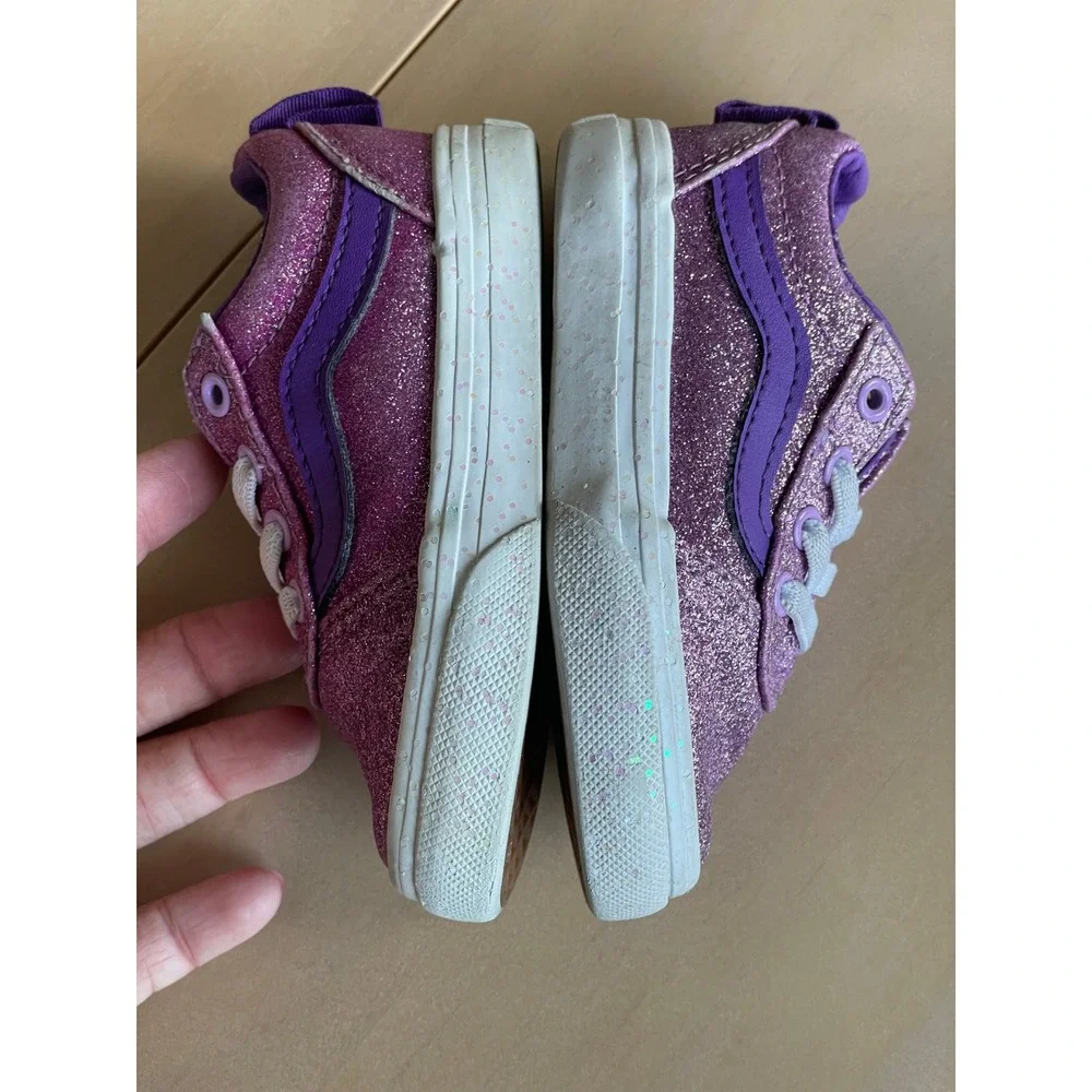 Vans Toddler Girl Old Skool Sneakers Purple‎ Glitter Shoes - Size 5