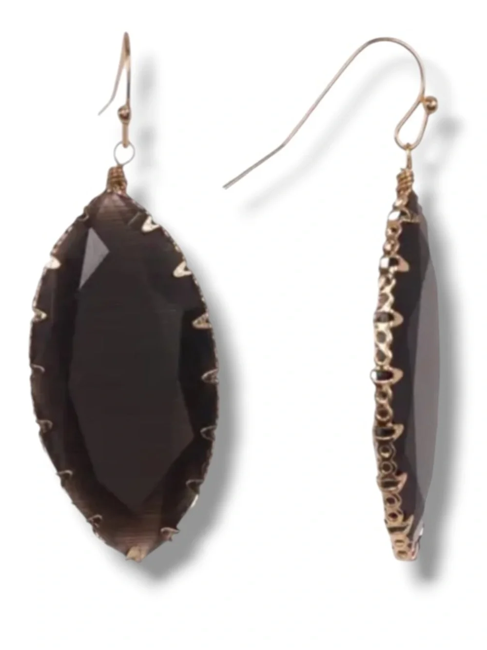 14th & Union Women’s Elegant Wire Wrapped Stone Black Drop Evening Earrings