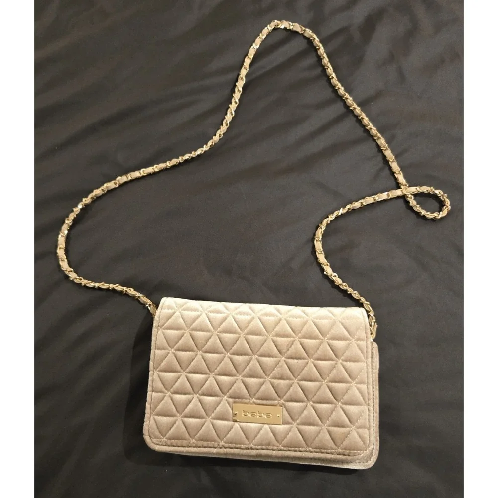 BEBE Purse Clutch Suede Feel Quilted‎ Crossbody w/ Removeable Strap