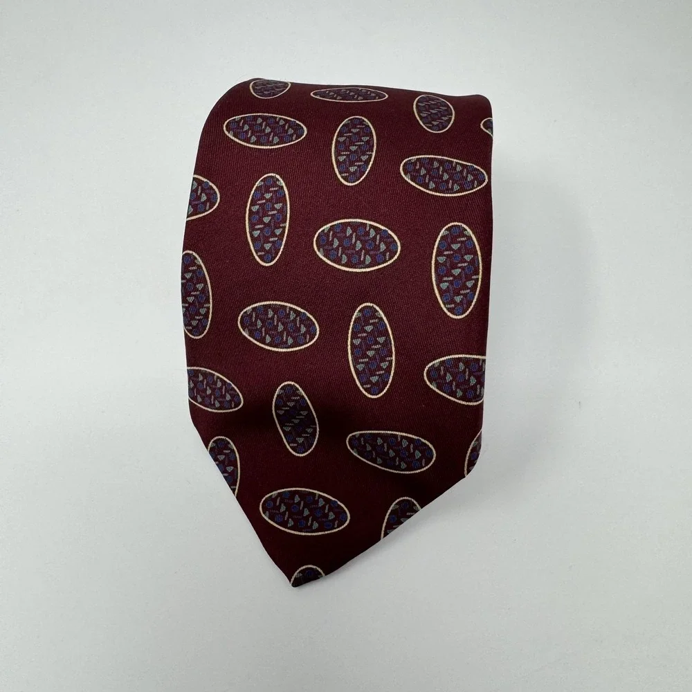 Vintage Robert Talbott Tie Mens One Size Red Geometric Silk‎ Necktie Classic