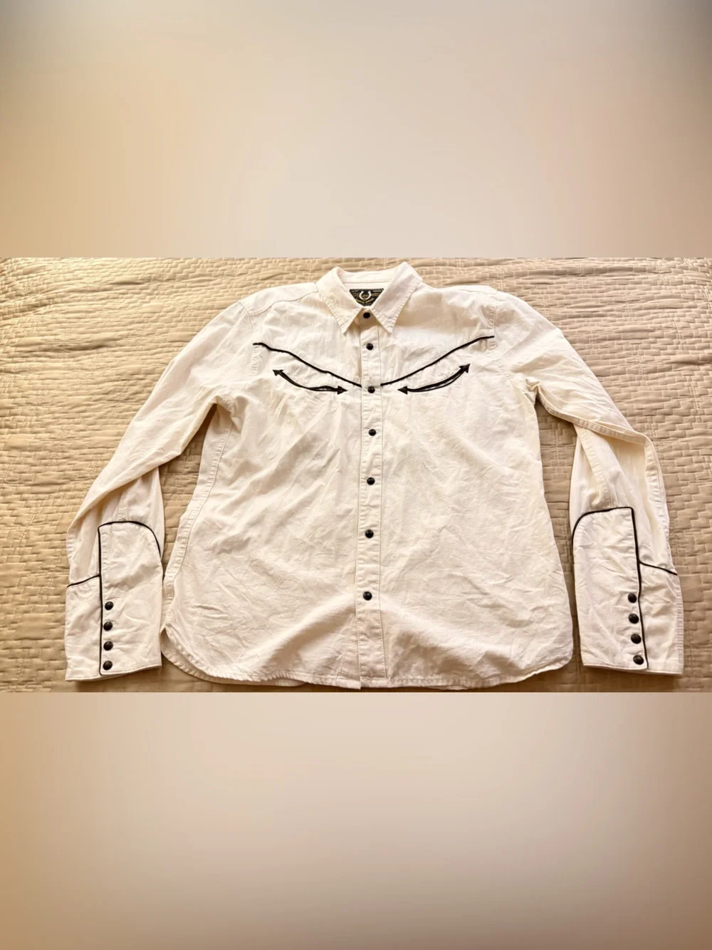 Freenote Cloth Rambler Snap Button Western Shirt L Cream/Brown