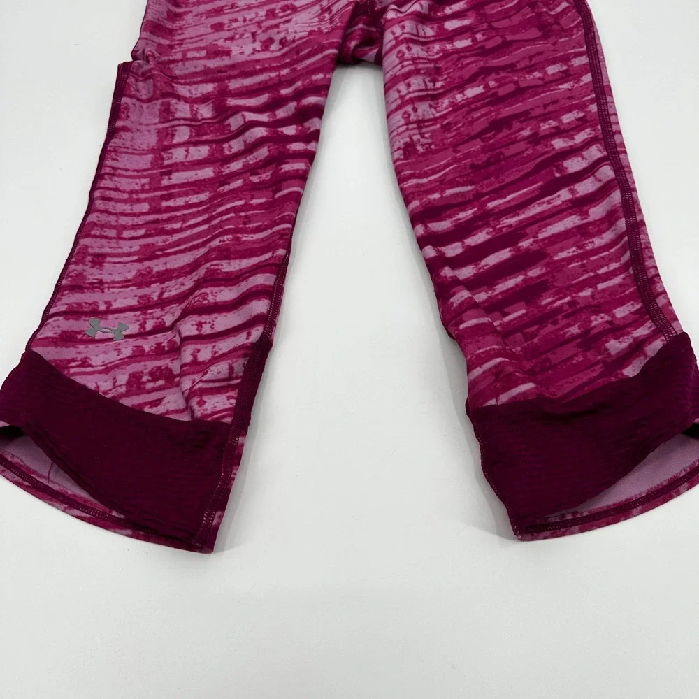 Under Armour HeatGear Compression Leggings Womens Medium Pink Purple Crop‎ Pants