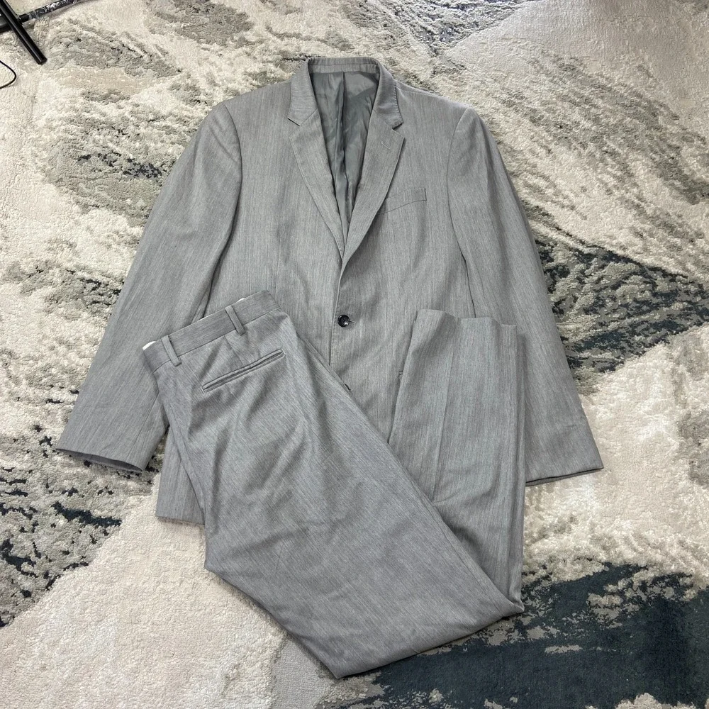 Tollegno 1900 2 Piece Suit‎ Set Mens Sz XL Gray Wool Notch Lapel Single Breasted