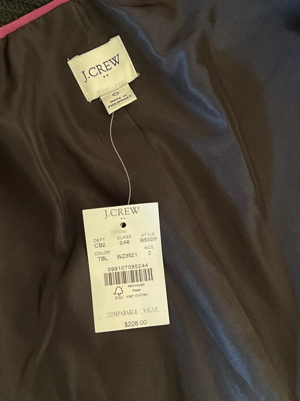 J. Crew classic collarless
