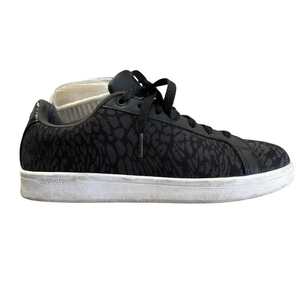 Adidas NEO Advantage Cloudfoam Black Grey Animal Print‎ Sneakers Womens 8.5