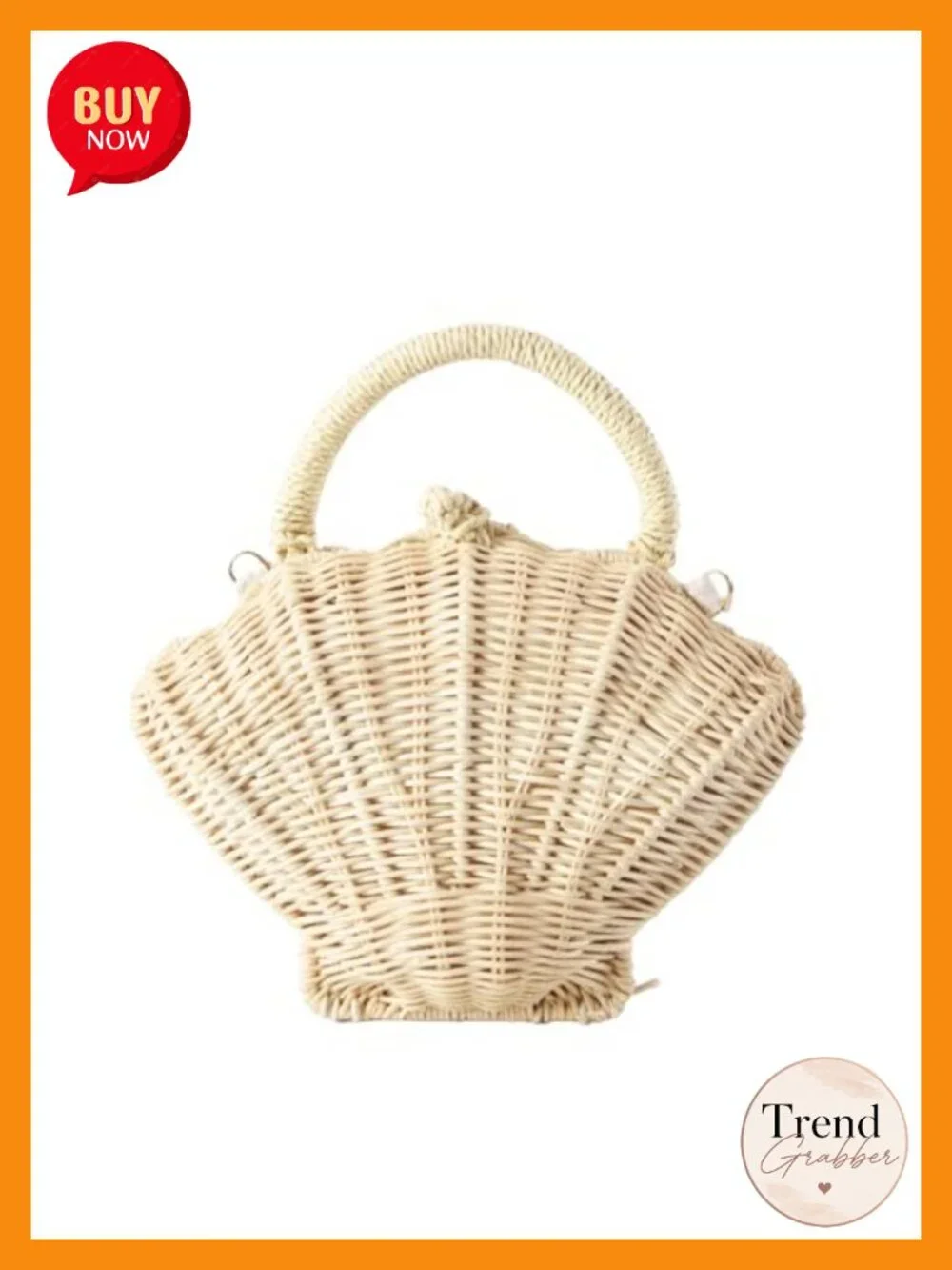 Woven Rattan Seashell Clutch Purse Handbag Crossbody for Beach Wedding