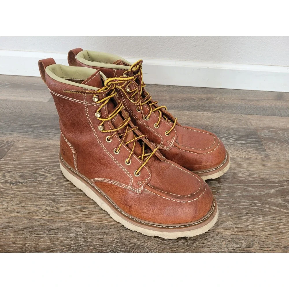 Survivors USA Leather Work Boots Mens 11‎ M Dark Brown Oil Resistant Steel Toe
