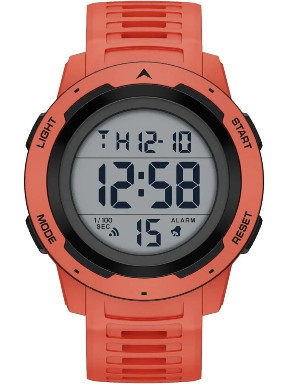 Men's All Red Analog Quartz Rubber Strap Military Waterproof LED Digital Watch