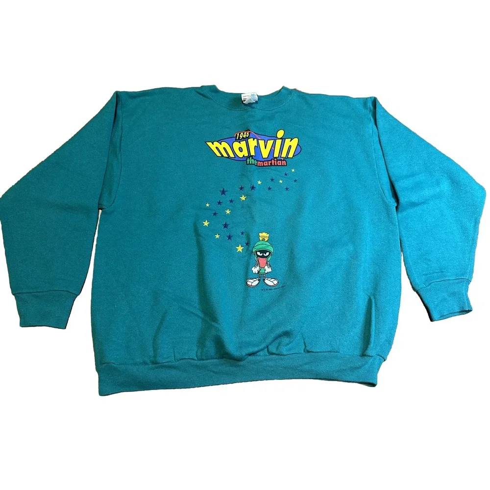 Vintage‎ Marvin Martian Sweatshirt Pullover 1997 Looney Tunes Embroidered
