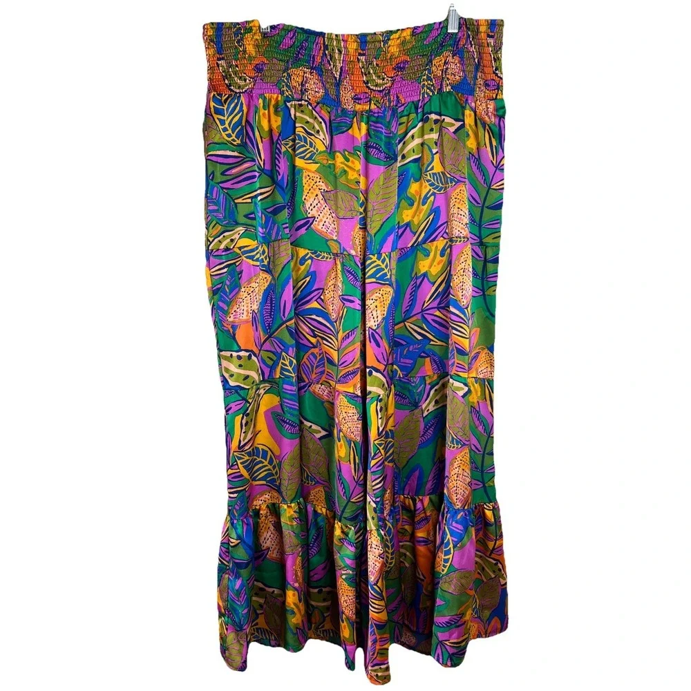 NWT $69 SUGARLIPS Curve Tropical Flowy‎ Multicolored Vacation Pants Size 2X