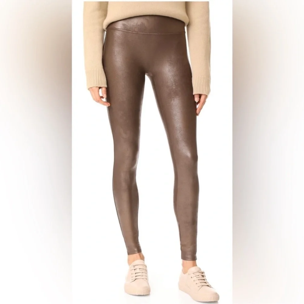 SPANX Faux Brown Leather Leggings size 3X pants plus