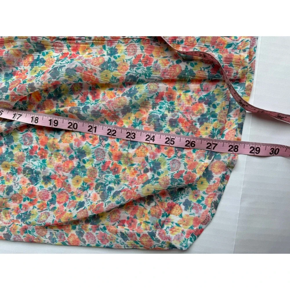 French Connection Women's Floral Sheer Sleeveless Button Front Blouse Multi S 12