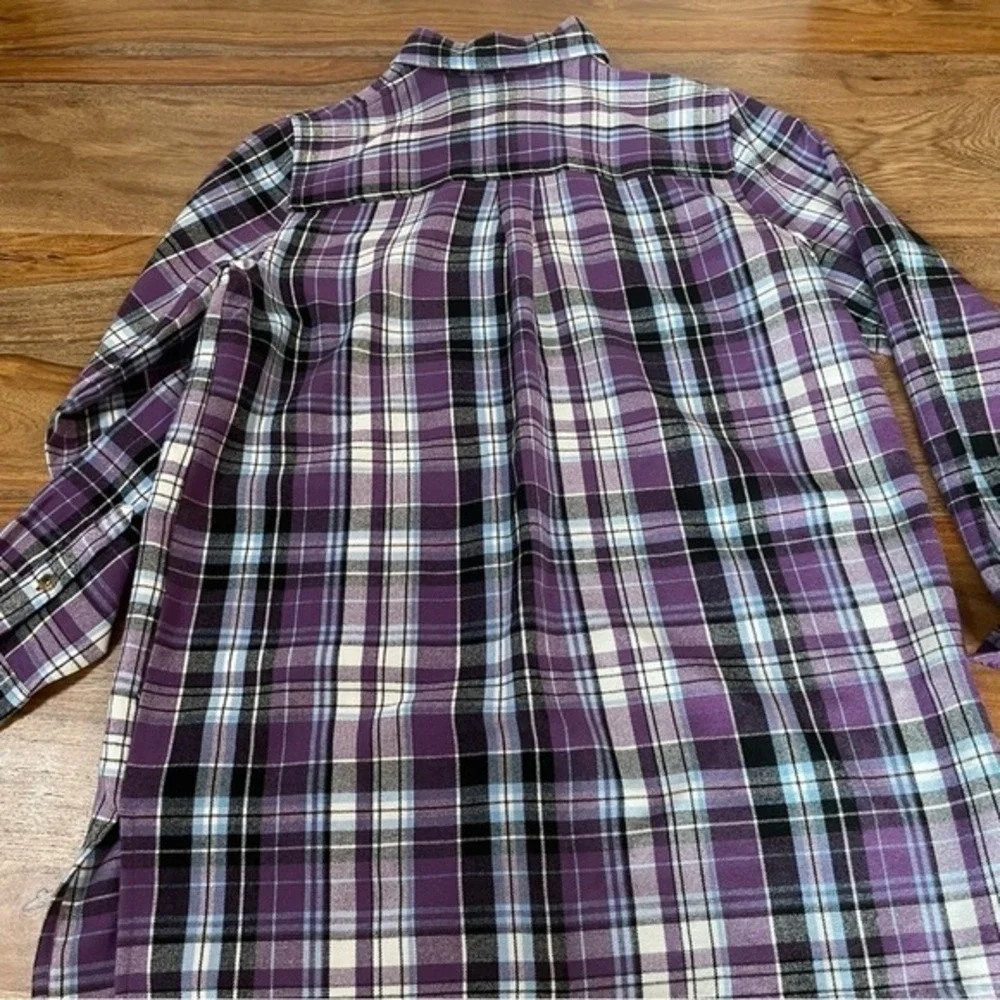 Scandia Woods Button Down Plaid Purple Lined Long‎ Sleeve Shirt sz M Cabincore