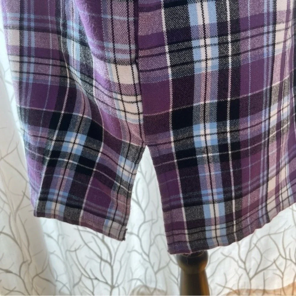 Scandia Woods Button Down Plaid Purple Lined Long‎ Sleeve Shirt sz M Cabincore