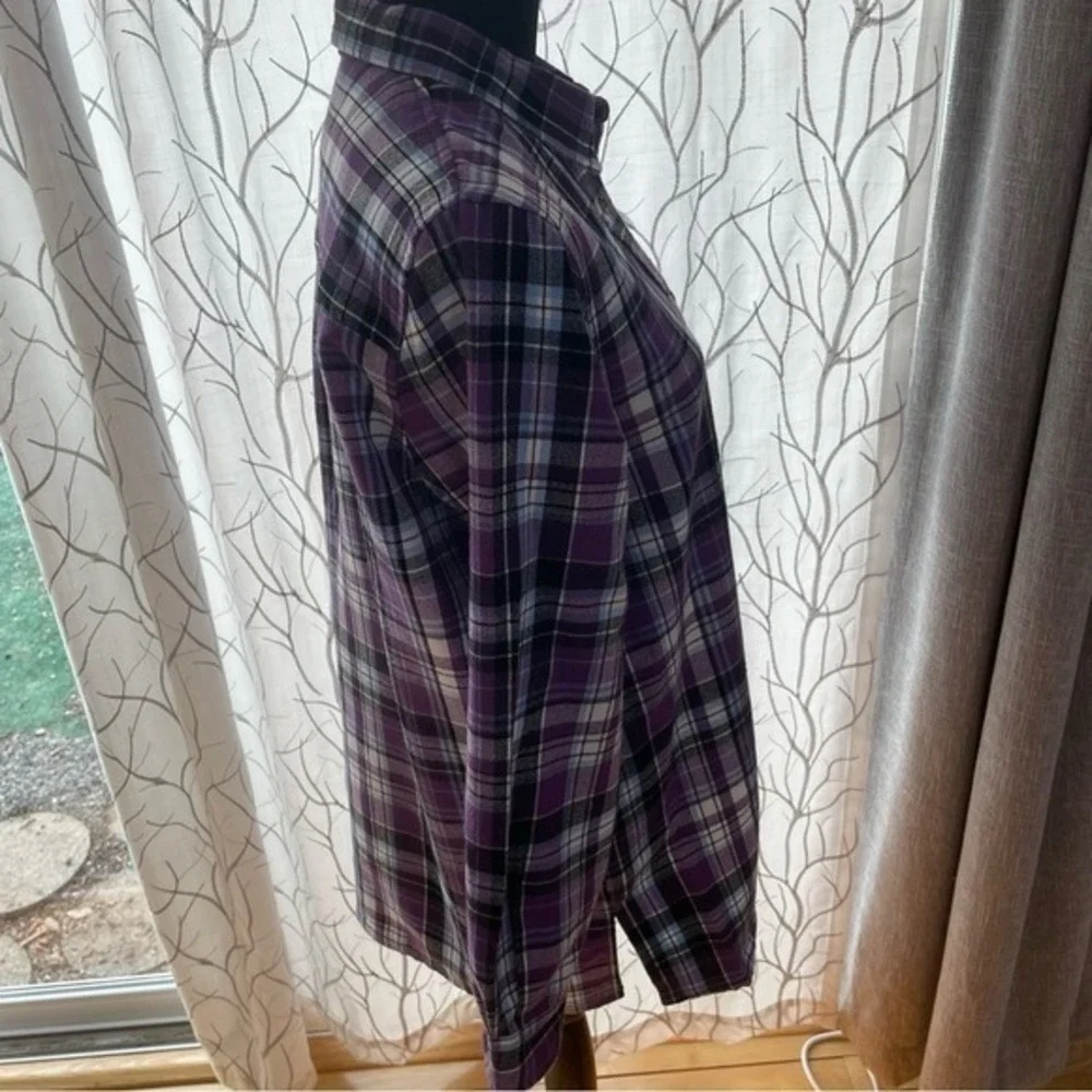 Scandia Woods Button Down Plaid Purple Lined Long‎ Sleeve Shirt sz M Cabincore