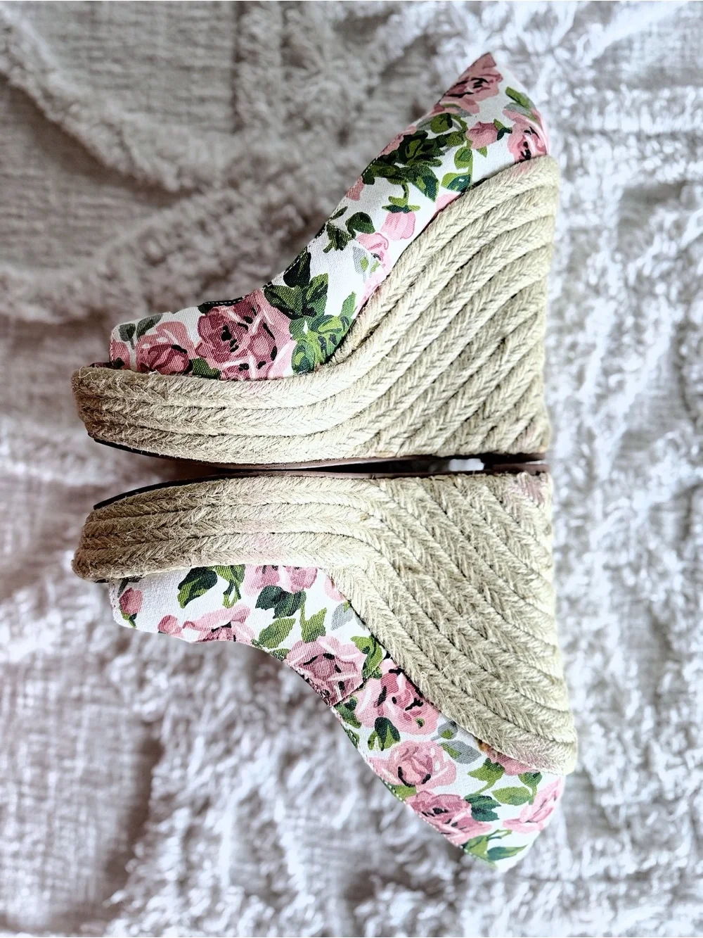 Betsey Johnson Valli Floral Espadrille Wedge Heels Pink Multi Size 7.5