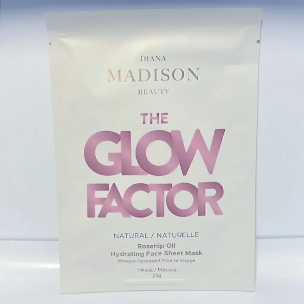 $6🌟 Diana Madison Beauty The Glow Factor Rose Hip Oil Hydrating Face Sheet Mask