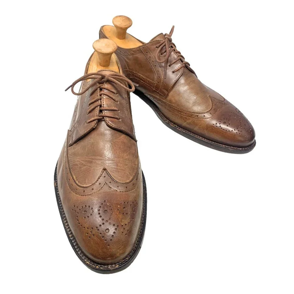 Mercanti Fiorentini 6703 Mid Brown Leather Brogue Accent‎ Wingtip Dress Oxford