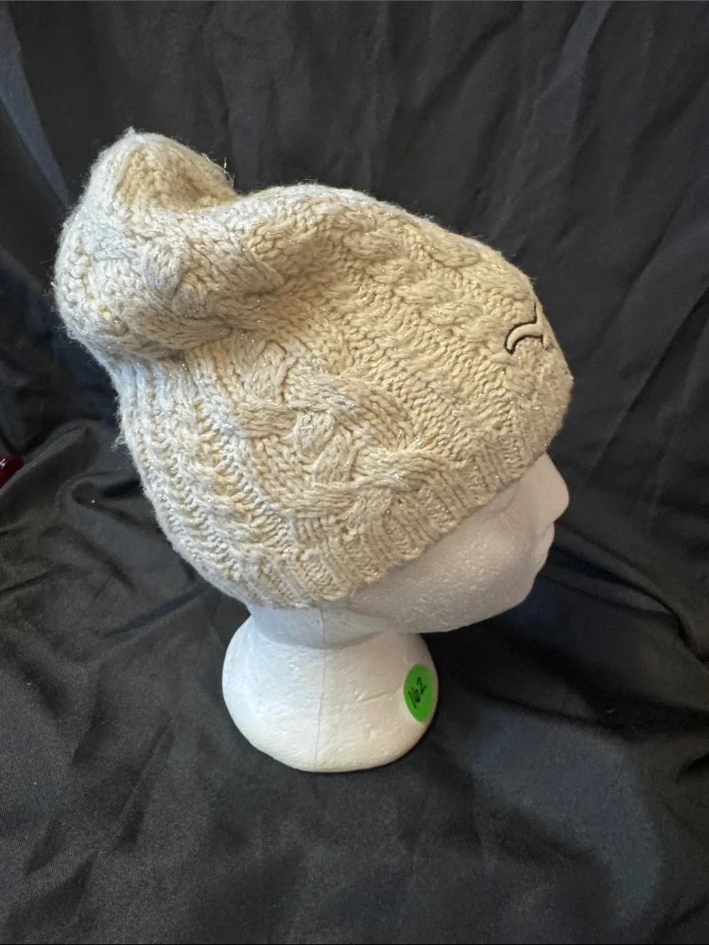 Texas Longhorn kids Cable Knit Beanie with Longhorn Patch - Cream