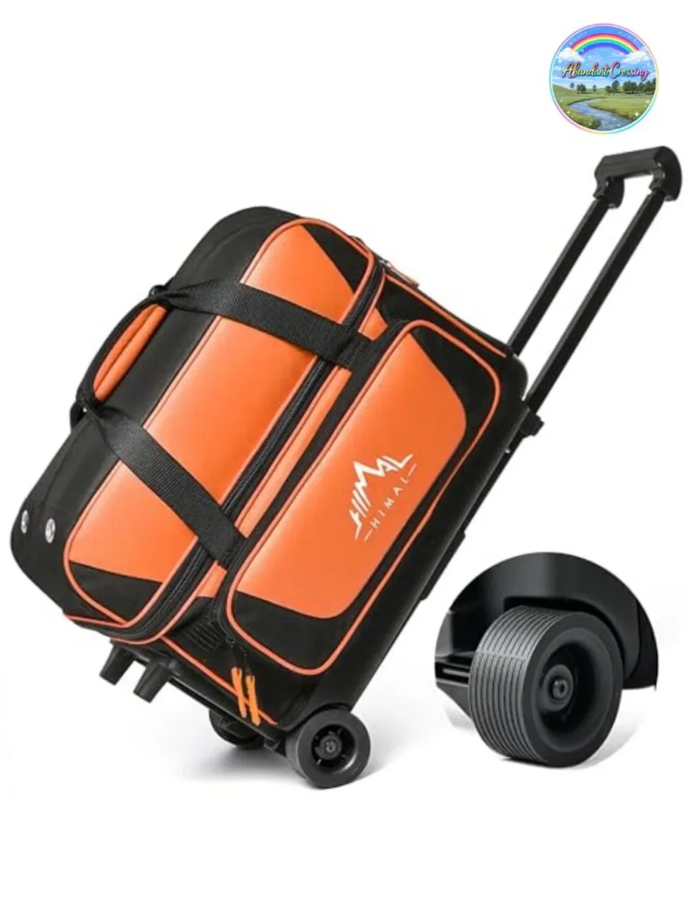 GoHimal 2-Ball Wheeled Bowling Bag with Retractable Handle, Large Shoe Storage,