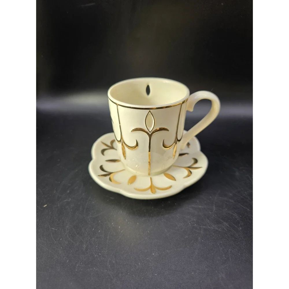 Partylite Tea, Candle Holder 24K Gold Trim
