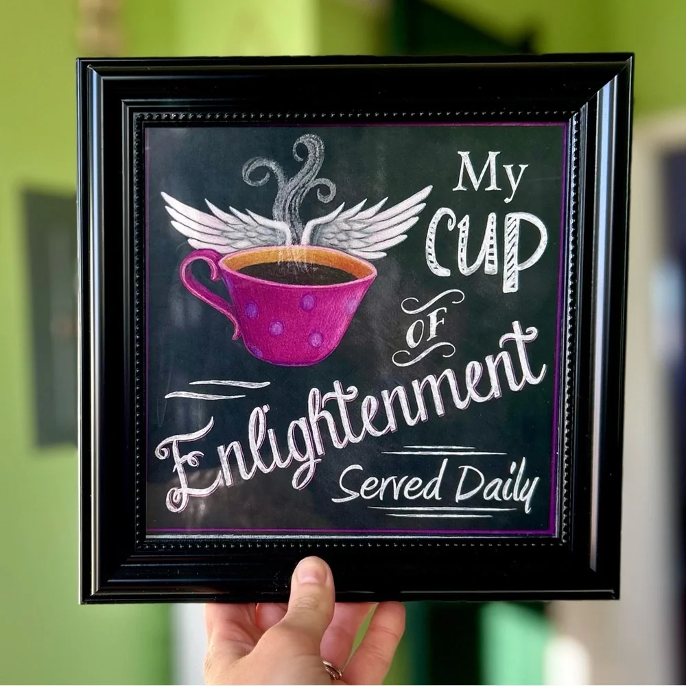 Framed Kitchen Coffee Lovers Angel Wing Wall Home Decor Art Display
