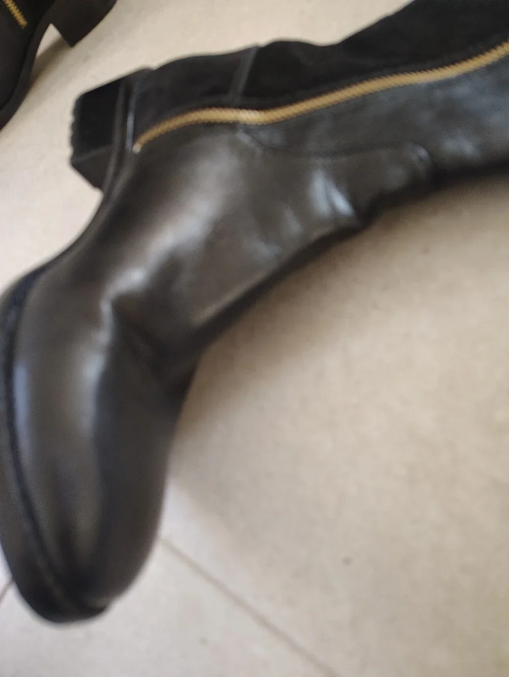 Michael Kors Black Over-the-Knee Boots with Gold Zipper