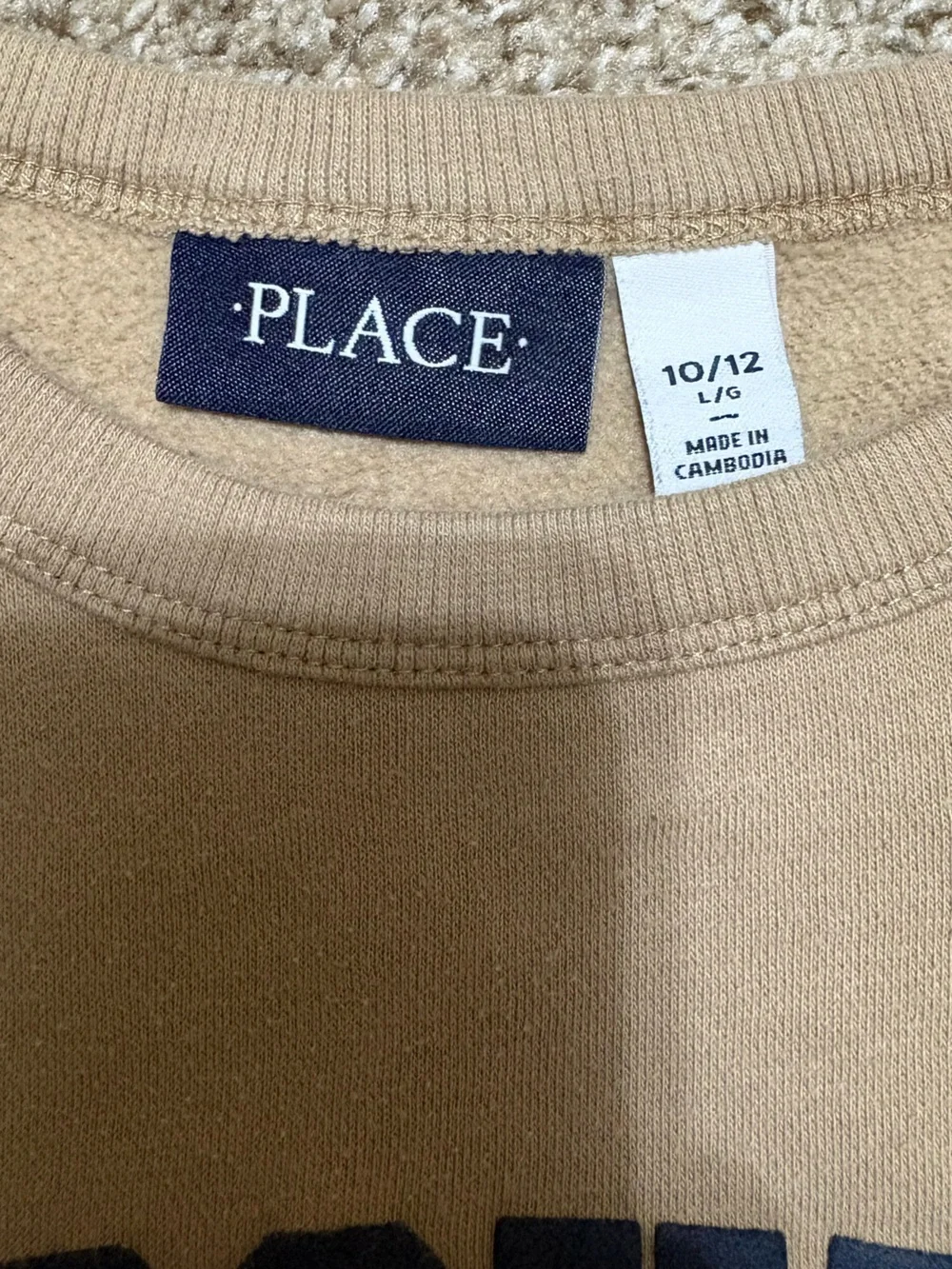The Children's Place Tan Sweatshirt with Navy BROOKLYN NYC Print